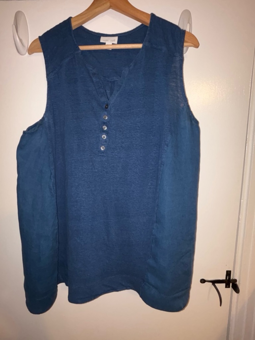 J. Jill Indigo Blue Sleeveless Henley Tank